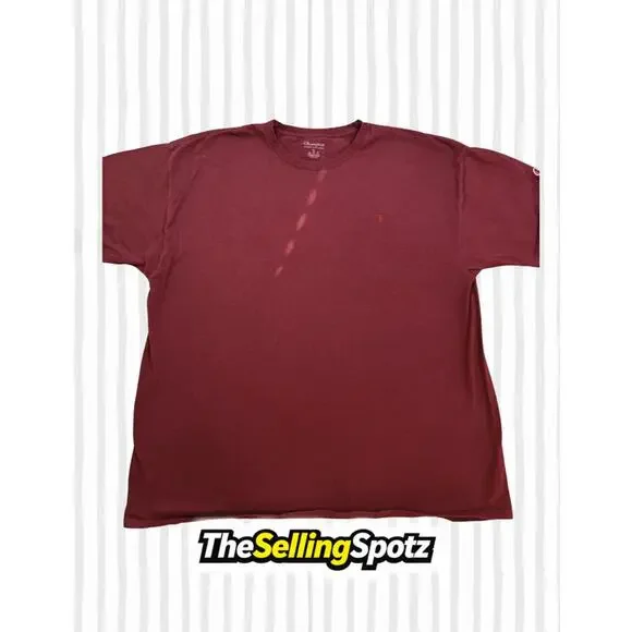 Champion Burgundy Embroidered C Logo T-Shirt Men’s 2XL Short Sleeve Crewneck Tee - Picture 1 of 9
